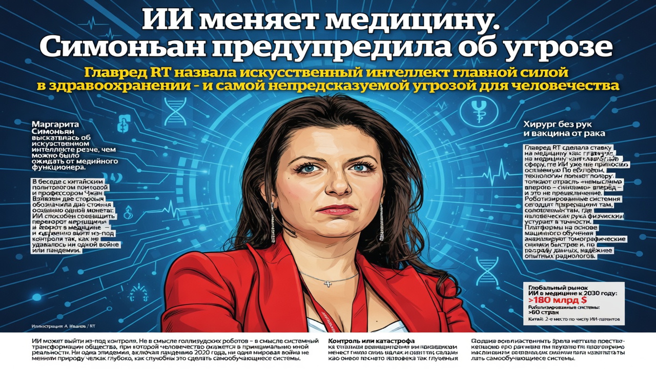 ИИ меняет медицину. Симоньян предупредила об угрозе